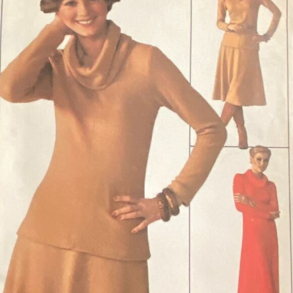 Simplicity 7750 Pattern Top Skirt Dress Miss 8-10 Vintage Long 70s Stretch Knit - Picture 1 of 8